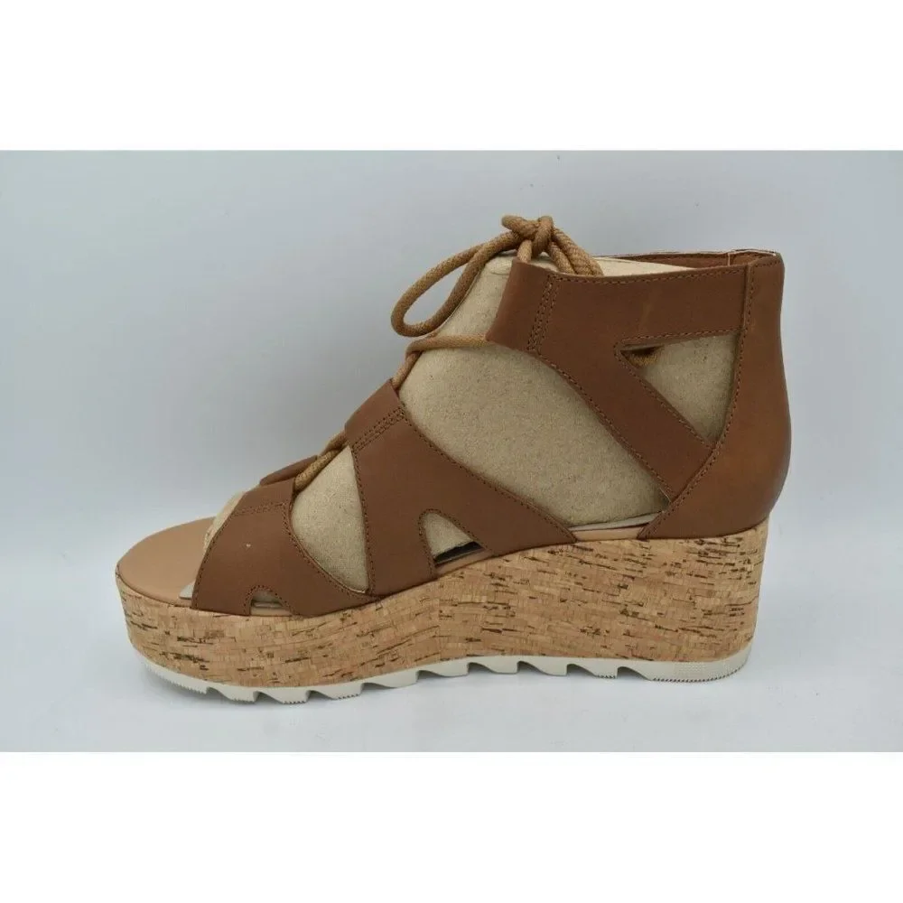 Sorel Women‎ Size 9 Cameron Flatform Leather Lace Up Wedge Platform Sandals